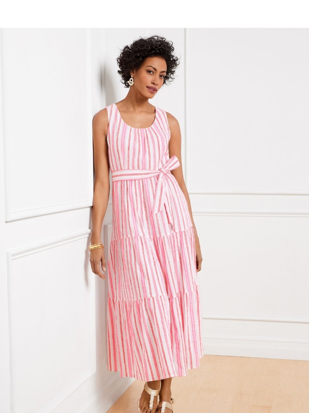 NWT. Talbots Guaze Cotton Maxi Dress- Breezy Stripe Sz. 16 Cottagecore, Vacation